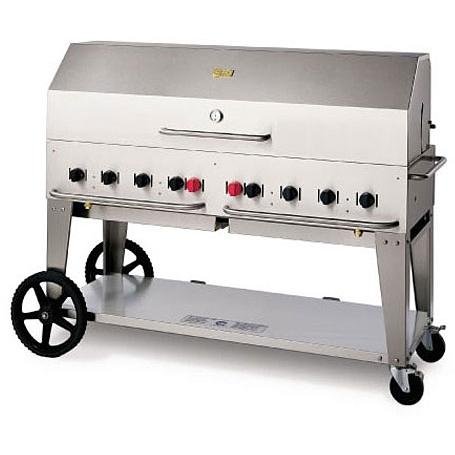 Without Roll Dome Crown Verity Mobile 60 Inch Liquid Propane Gas Grill in Stainless Steel