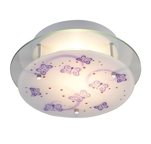 3 Light Semi Flush Ceiling Light Fixture - Purple/ White