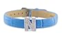 Diamond Clip On Initial letter "N" with Blue Leather Bracelet
