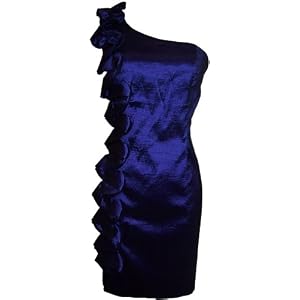 Taffeta Side Ruffle Knee-length Dress