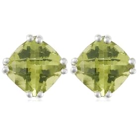 10k White Gold, August Birthstone, Peridot Earrings by