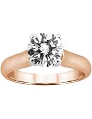 1.00 Ct Round H/I I1 Diamond 18K Rose Gold Ring