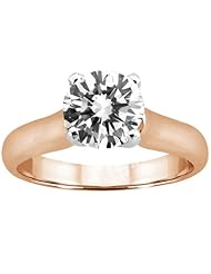 1.00 Ct Round H/I SI1/SI2 Diamond 14K Rose Gold Ring