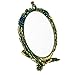 Ivenf Large Size Vintage Foldable Metal Handheld Oval Make-Up Mirror, Peacock Couple In Woods, Bronze