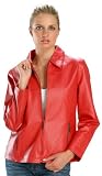 Ladies Waist Length Red Zipper Jacket
