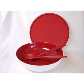 Tupperware(c) Allegra 3,5-l, red with Salad-Servers