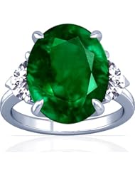 Platinum Oval Cut Emerald Three Stone Ring (GIA Certificate)