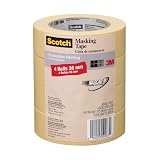 3M 2020 Scotch Masking Tape for Production Painting, 1.5-Inch x 60-Yard, 4-Pack