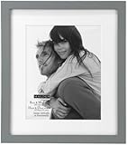 Malden Matted Wood Picture Frame, 8 by 10-Inch, Linear Gray