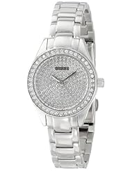 GUESS Womens U0230L1 Petite Sporty Radiance Silver-Tone Crystal Watch