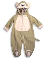 Duck Duck Goose - Newborn Unisex Holloween Pram, Bear Hooded, Footed, Halloween Fleece Costume, Tan, Lt. Brown
