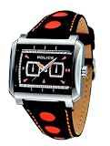 Police P Matrix unisex black and orange leather strap and black dial watch
