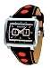 Police P Matrix unisex black and orange leather strap and black dial watch