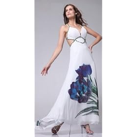 Buy 2150 PRINT CHIFFON SEXY HALTER EVENING PROM LONG GOWN by Cinderella