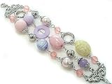 Unique Retro Funky and Chunky Pastel Beaded 3-Strand Vintage Style Bracelet