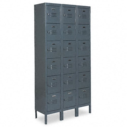 SnapIt Products - SnapIt - Six-Tier Box Lockers 36w x 18d x 78h Gray - Sold As 1 Each - Legs raise unit 6 off of floor - Louvered doors for ventilation - Padlock hasp for security - Powder-coated finish on surface -