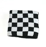 BLACK WHITE check chequerboard sweatband