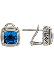 Balissima By Effy Collection Sterling Silver and 18k Yellow Gold Blue Topaz Earrings