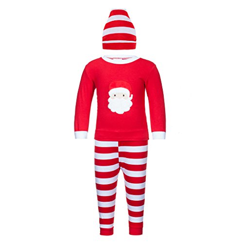 Adoy Kids Unisex Xmas Pajamas Sets Tshirt+Pant+Hat Sleep Suit