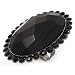 Oversized Black Oval Cut Acrylic Cocktail Ring (Black Tone Metal)