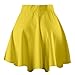 JNTworld Women Stretch high Waist Flared Plain Pleated mini skirt, S, yellow