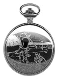 Dakota: Stainless Steel Etched Golfer Pocket Watch