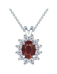 Platinum Oval Cut Ruby And Round Diamond Pendant