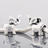 One Silver Bead Spacer Charm Elephant Fits Pandora Chamilia Troll Style Bracelet
