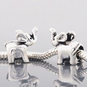 One Silver Bead Spacer Charm Elephant Fits Pandora Chamilia Troll Style Bracelet