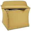 Storage Ottoman W/brass Button Shantung Gold