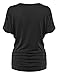Made By Johnny MBJ WT1037 V Neck Short Sleeve Dolman Top with Side Shirring M Black
