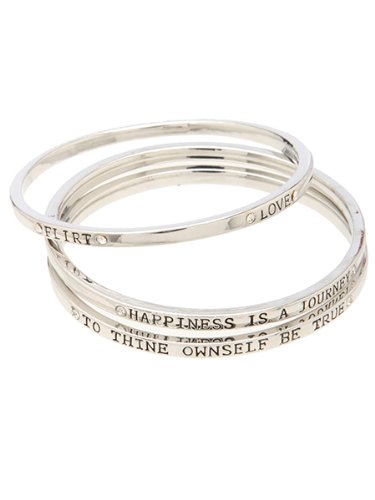 GUESS Silver Saying Bangles