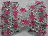 Hair Bling Hot Pink and Clear Crystals Beaded Double Comb 01022