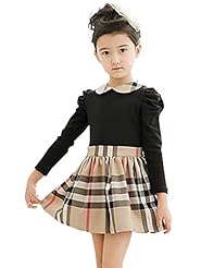 Girls Long Sleeves Striped Print Fall Winter  Dress
