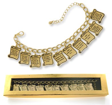 Ten Commandments Charm Gold Bracelet