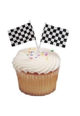 CakeDrake The CARS Nascar RACING Checkered Flag 24 CUPCAKE Topper Decoration Picks Pics D