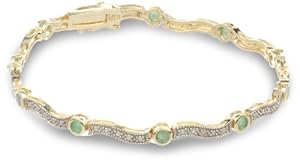 18k Yellow Gold Plated Sterling Silver Emerald Bracelet