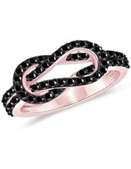 0.78 Cts Black Diamond Love Knot Ring in 14K Pink Gold