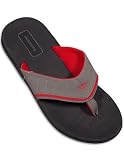 Dockers - Mens Flip Flop Sandal, Grey, Red