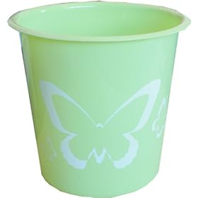 Green Pastel Coloured Butterfly Waste Paper Bin