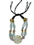 Surround Yourself with Positive Luck with This DOUBLE String Chinese Gold Coin HONEY Jade Bracelet Made with Lavender Cord