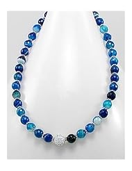 Deep Sky Blue Agate Necklace In Brass