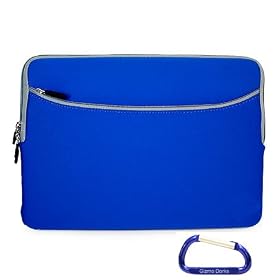Apple MacBook Pro and MacBook Air 13.3 Inch Screen (BLUE) Laptop Sleeve Slipcase Zipper Case Cover, w/ Dual Pocket and Free Carabiner Keychain