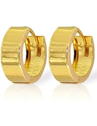 14k Solid Gold Plain Huggie Earrings