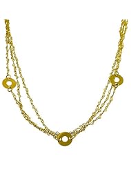 14 Karat Yellow Gold 3-strand Spiral Heart Station Necklace (16 Inch)