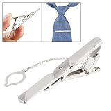 Rosallini Silver Tone V Cut Dual Side Necktie Clip Clasp for Men