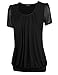 Laksmi Women's Short Sleeve Scoop Pleated Front Blouse Top