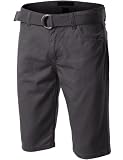 Doublju Mens Short Pants with Slim Fit Chino in 8 Colors CHARCOAL 32(30) (DAMP27)