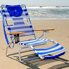 Deltess Ostrich 3-N-1 Beach Chair - Blue/White Stripe