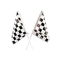 Adorox Plastic Checkered Mini Race Flags Nascar Theme Party Favor Decoration (Black/White (144 Flags)) by Adorox